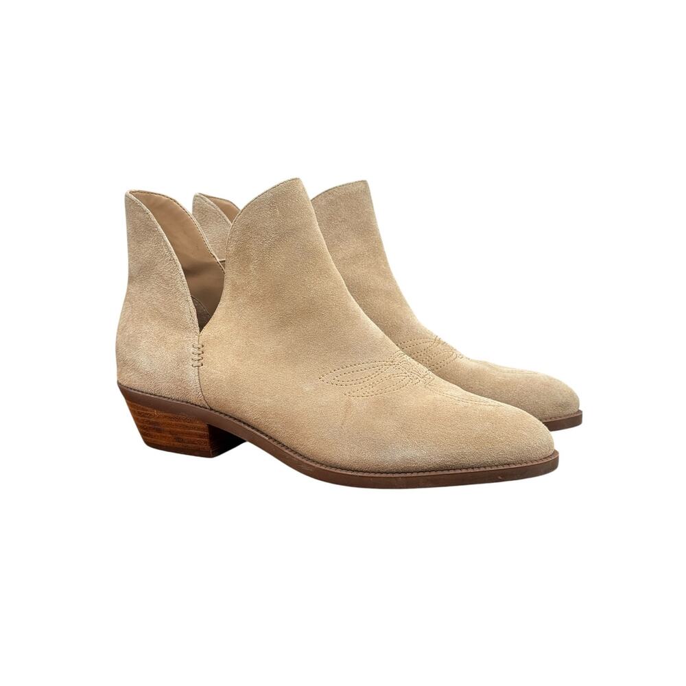 Lauren Ralph Lauren Prestyn Western Boot SZ 9 Womens Tan Stitching Suede Country